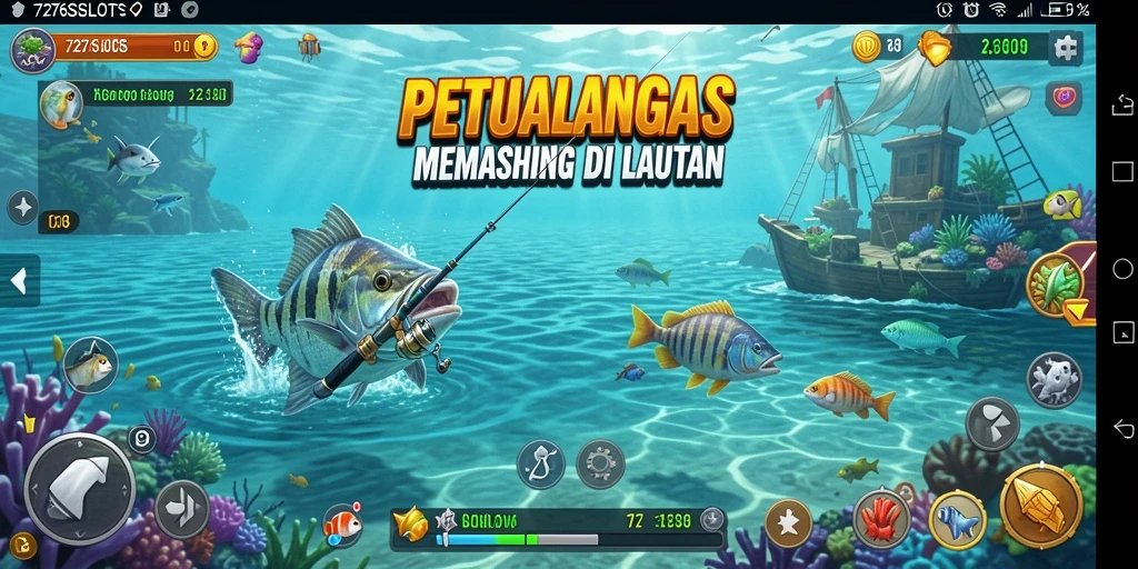 Tampilan gameplay <strong>7276SLOTS</strong> yang menarik saat menangkap ikan besar.