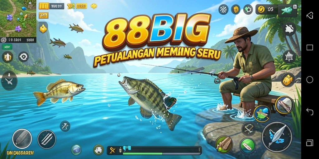 Screenshot 88BIG menunjukkan gameplay mendebarkan saat menangkap ikan.