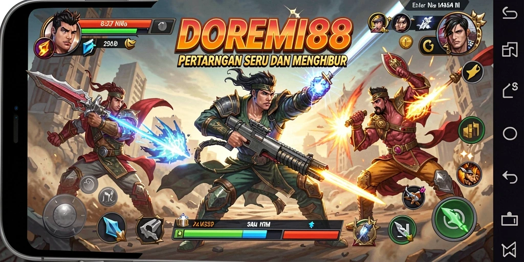 Tangkapan layar DOREMI88 menampilkan pertarungan seru dan karakter beraksi.