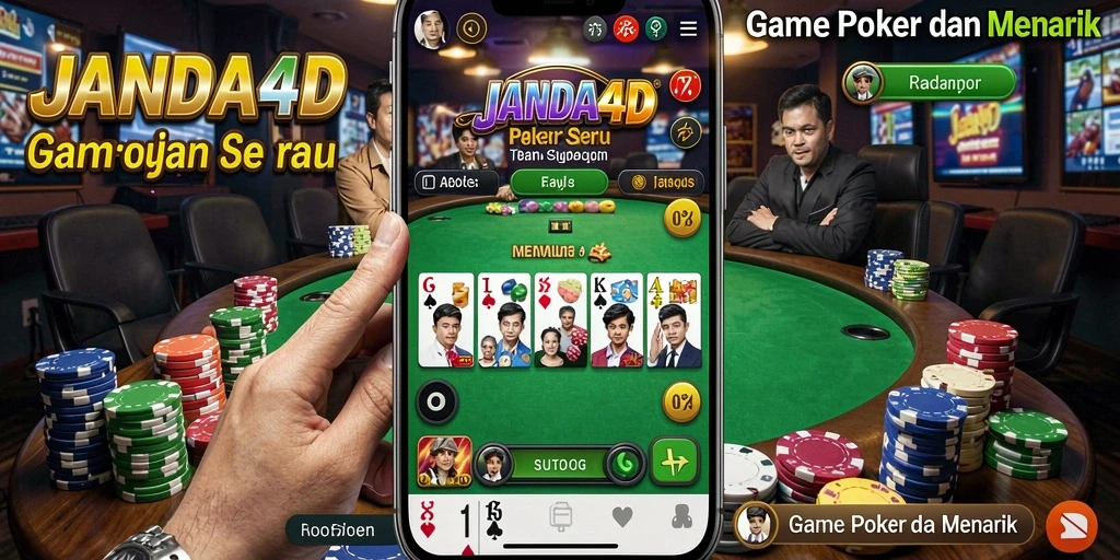 Tangkapan layar gameplay JANDA4D menunjukkan suasana poker yang mendebarkan.