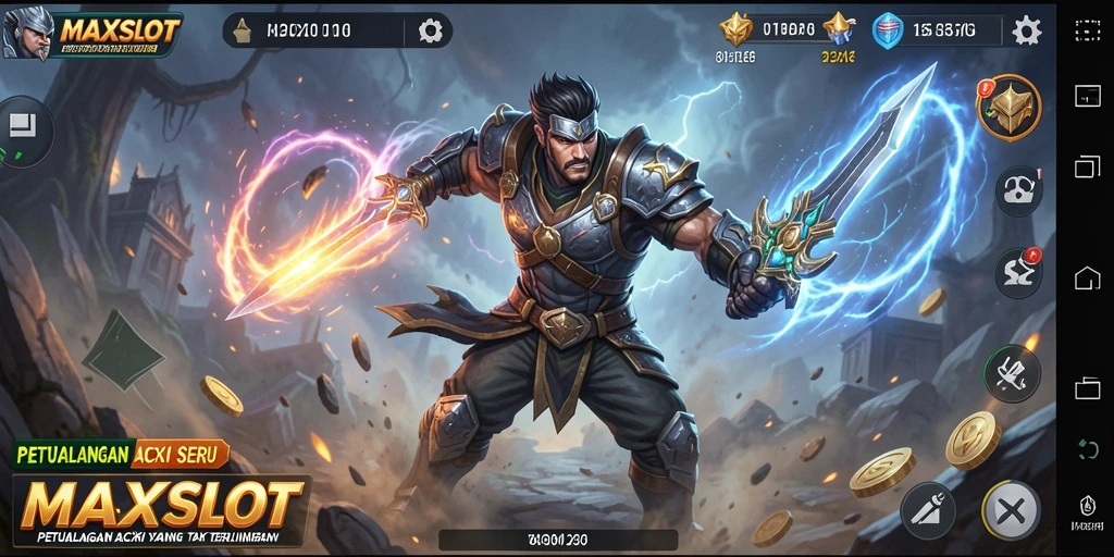Screenshot gameplay <strong>MAXSLOT</strong> menampilkan aksi mendebarkan dan karakter yang dinamis.