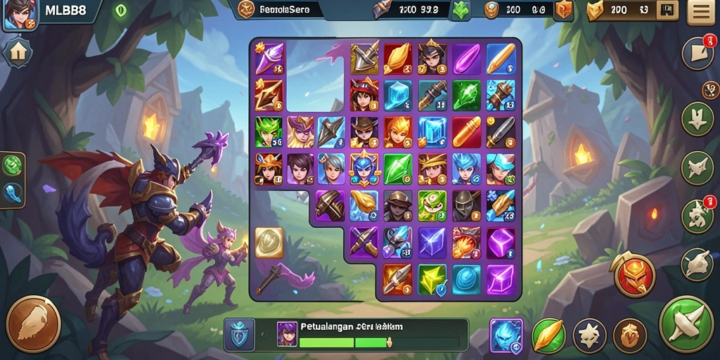 Screenshot utama MLBB8 menampilkan gameplay seru mencocokkan item.