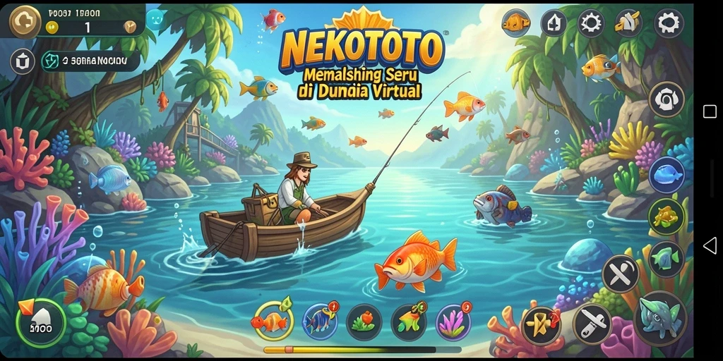 Tampilan gameplay NEKOTOTO yang mendebarkan saat memancing.
