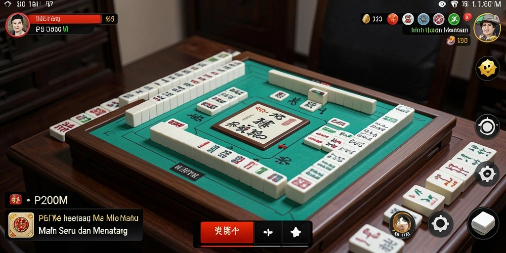 Screenshot P200M menampilkan gameplay seru Mahjong yang penuh strategi.