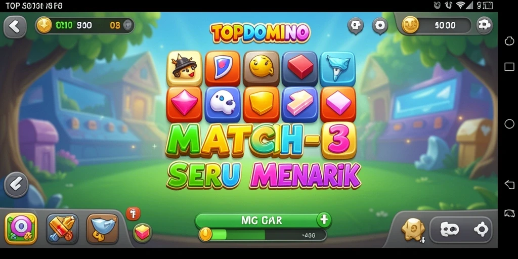 Tampilan gameplay menarik dari TOPDOMINO yang penuh warna.